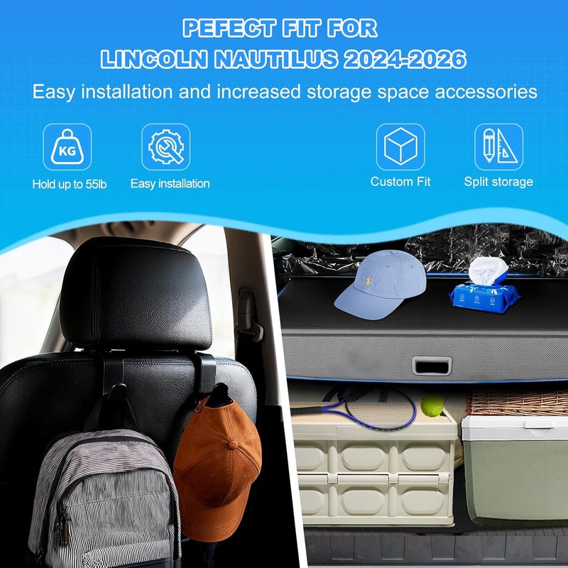 AUXKO Retractable Cargo Cover for Audi Q5 SQ5 2024-2018, Trunk Cargo Cover Luggage Security Shade Cover for 2024 Audi Q5 Shielding Anti-Peeping Luggage Privacy Screen, Carbon Fiber(Not for Sportback) - Image 2